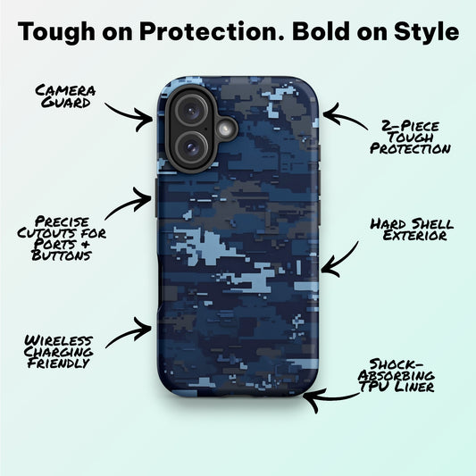 Blue Digital Camo – Ninja Case™ for iPhone