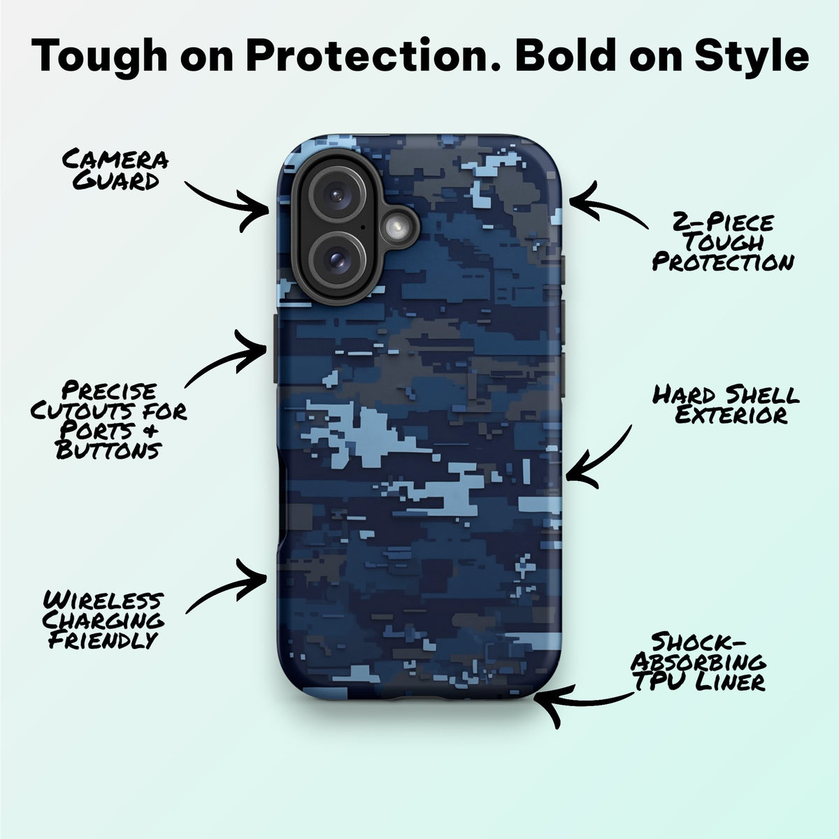 Blue Digital Camo – Ninja Case™ for iPhone