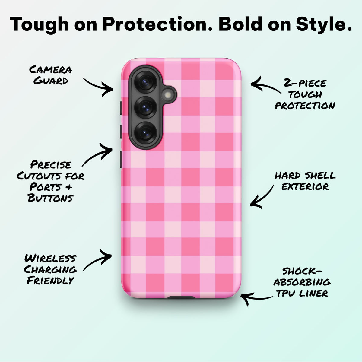 Fresh Gingham Pink - Ninja Case for Samsung Galaxy