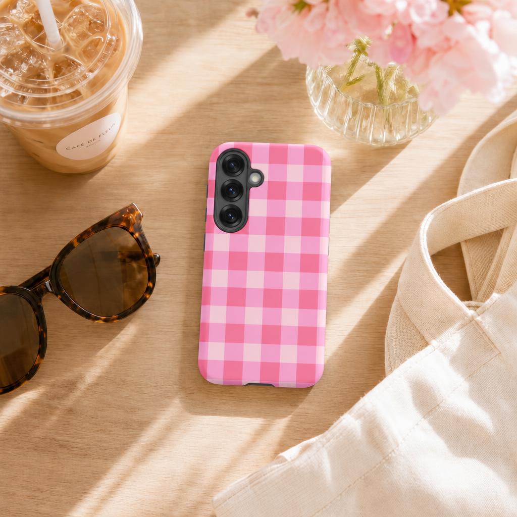 Fresh Gingham Pink - Ninja Case for Samsung Galaxy