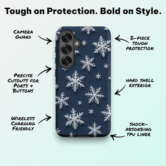 Snowflakes Navy - Ninja Case for Samsung Galaxy