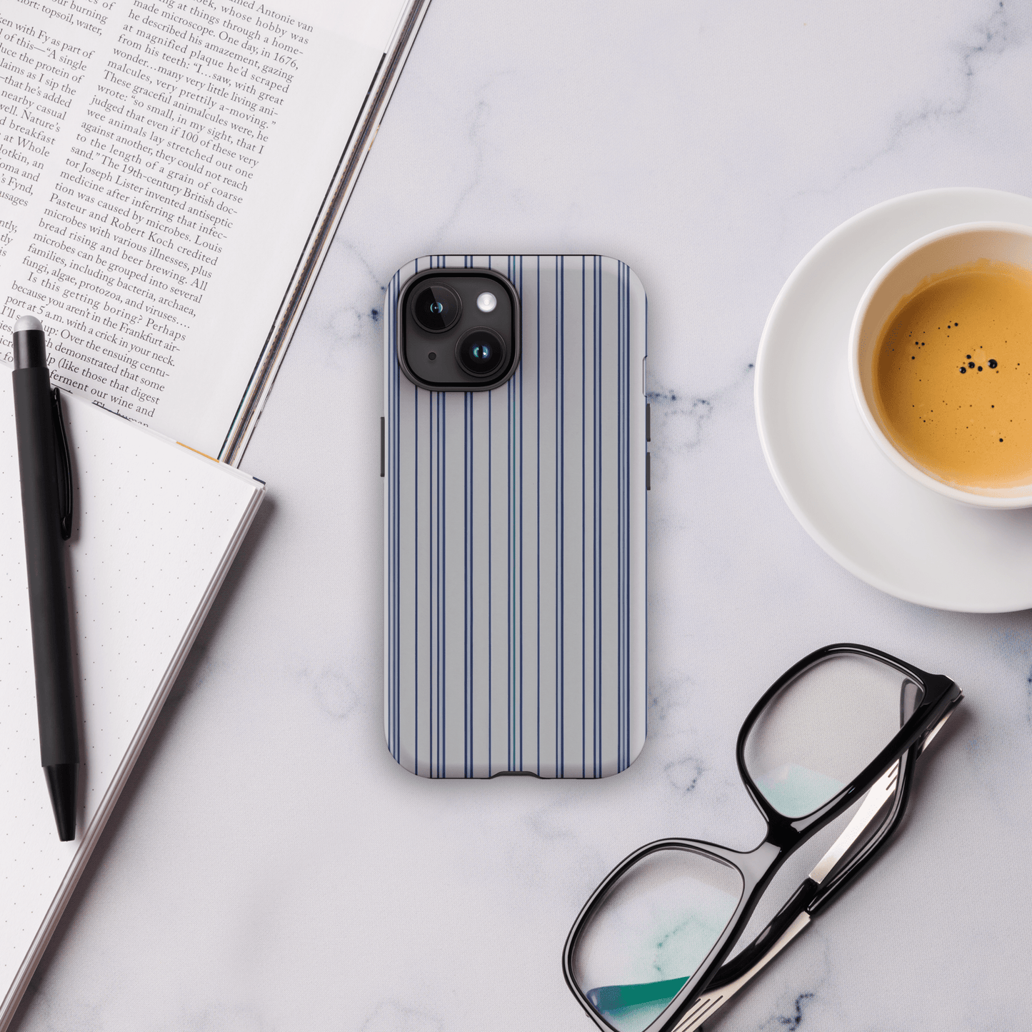 Blue & Navy Pinstripe for iPhone Ninja Level Designs