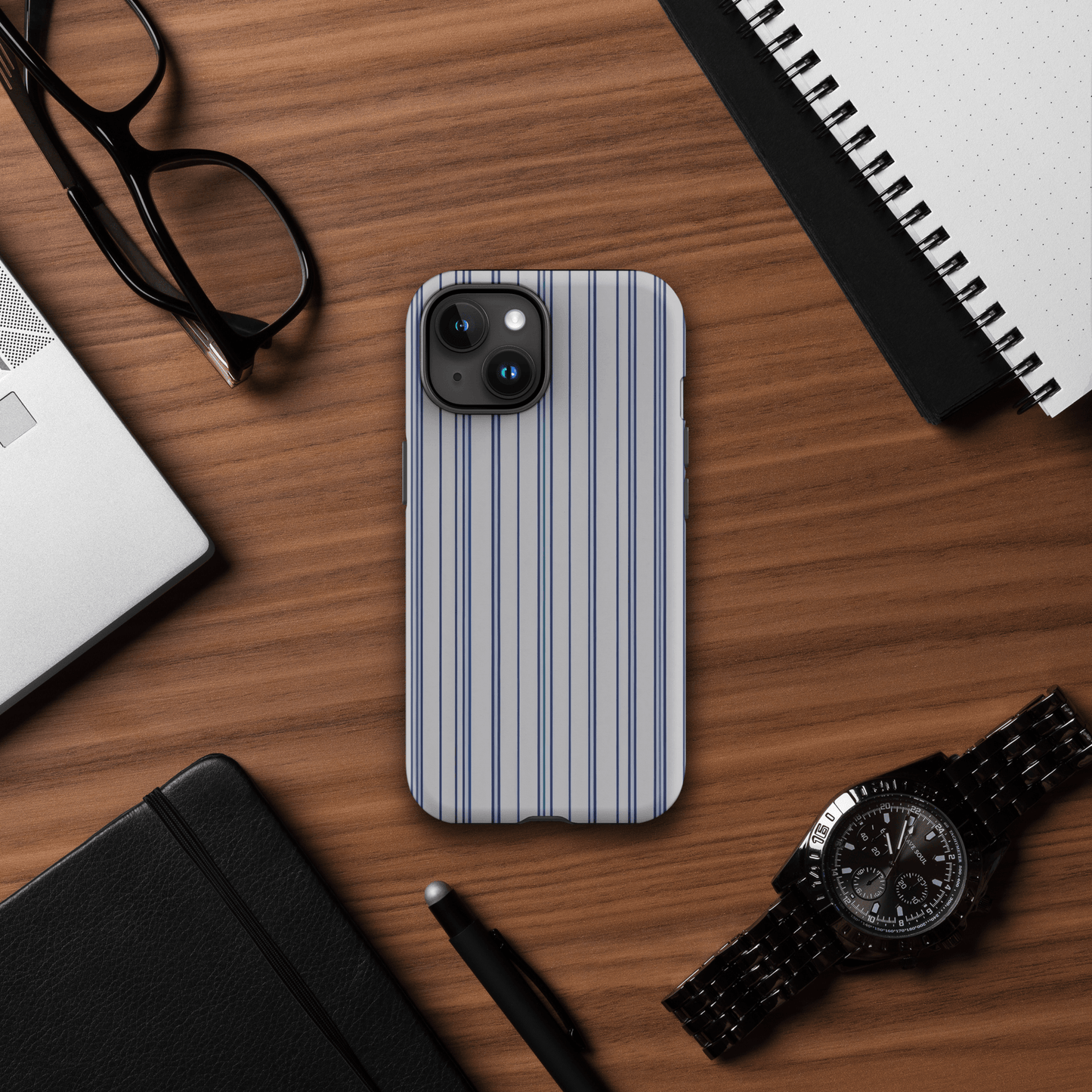 Blue & Navy Pinstripe for iPhone Ninja Level Designs