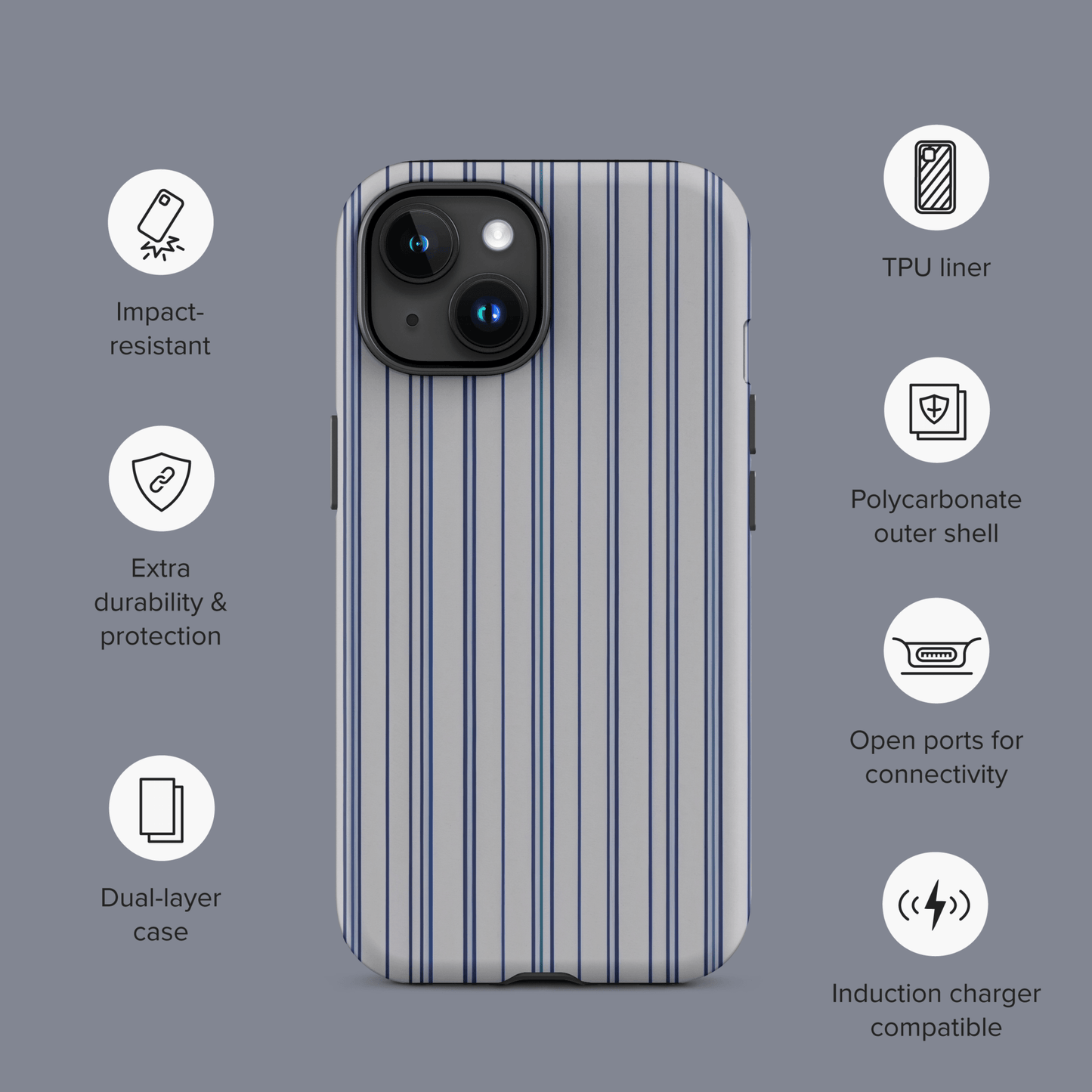 Blue & Navy Pinstripe for iPhone Ninja Level Designs