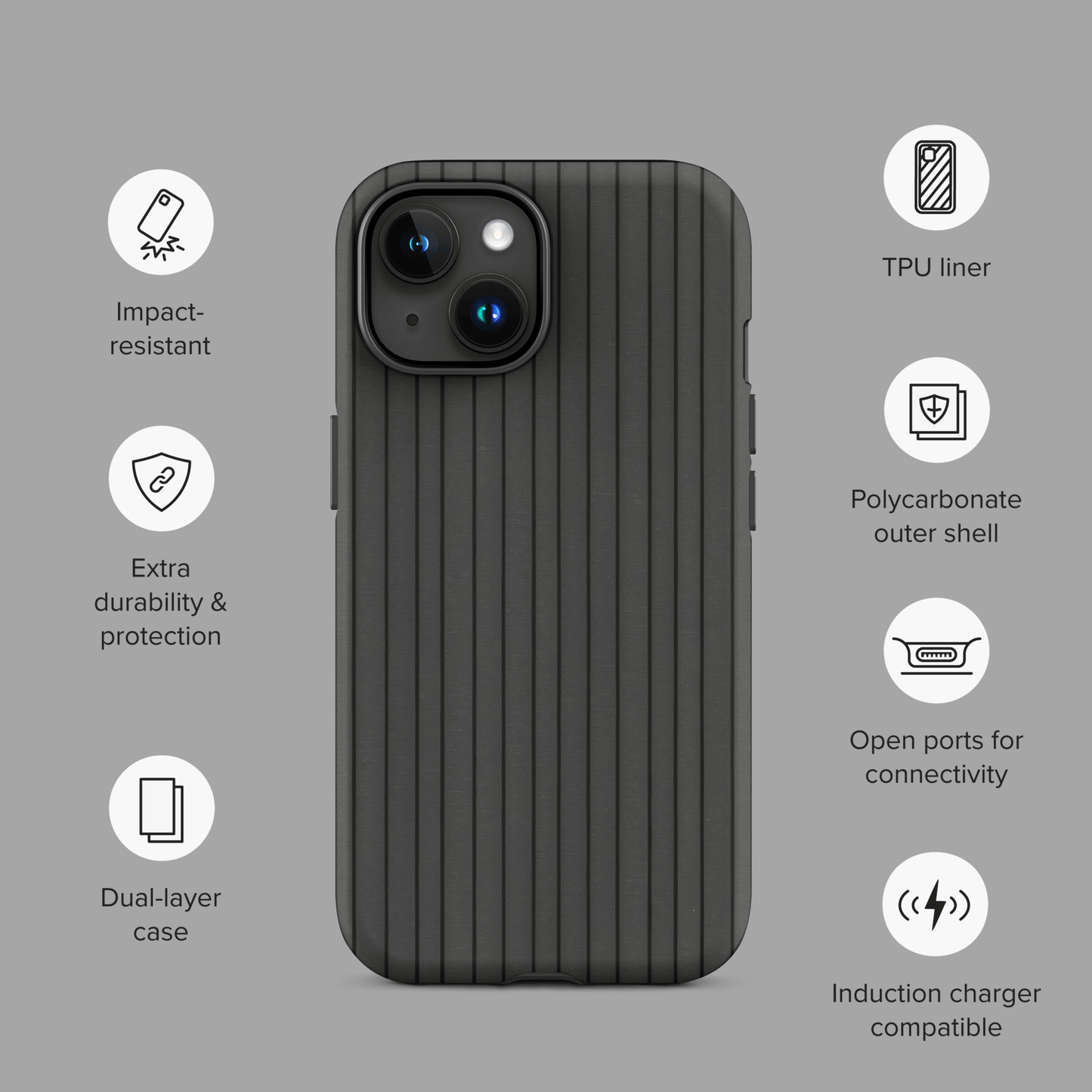 Charcoal & Gray Pinstripe for iPhone Ninja Level Designs