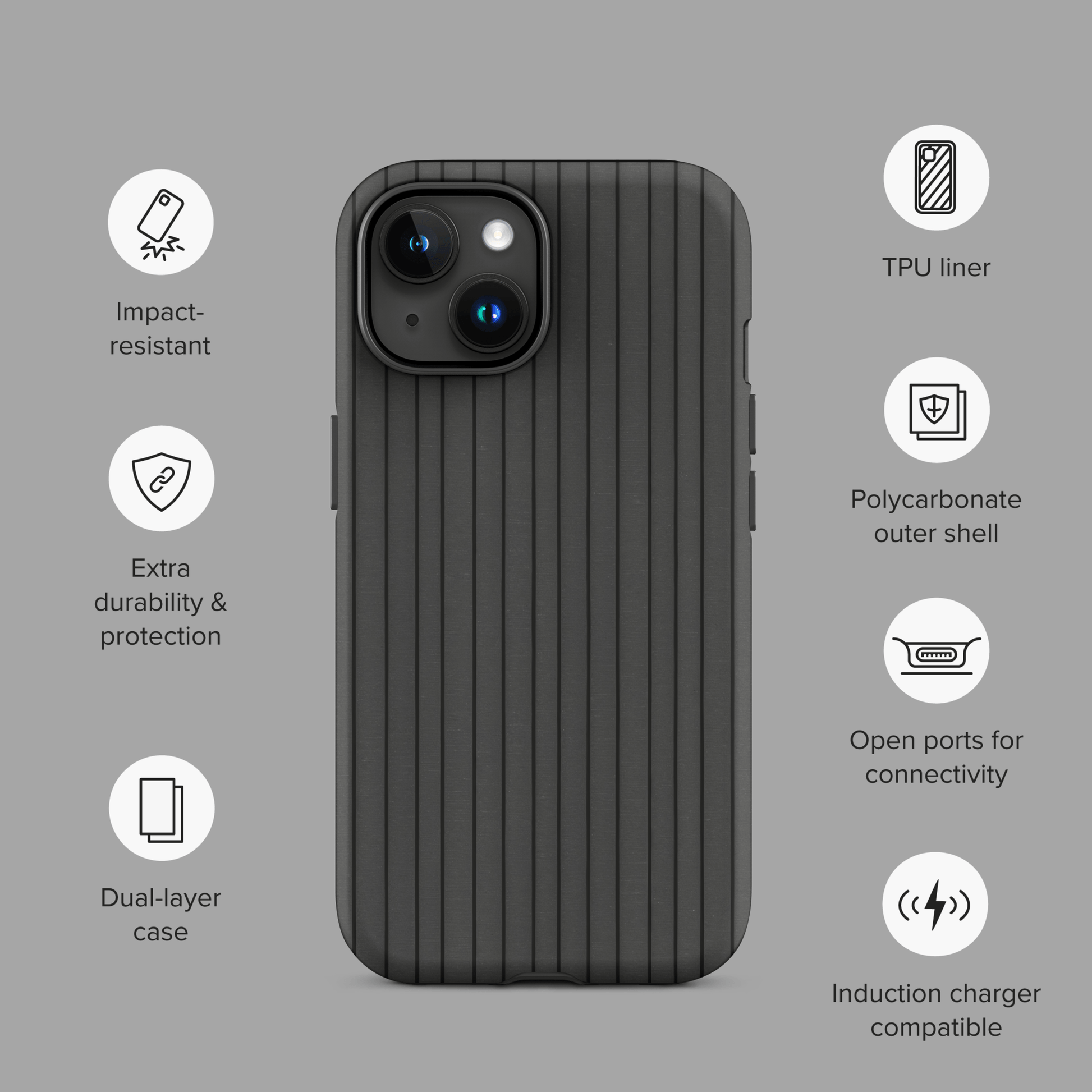 Charcoal & Gray Pinstripe for iPhone Ninja Level Designs