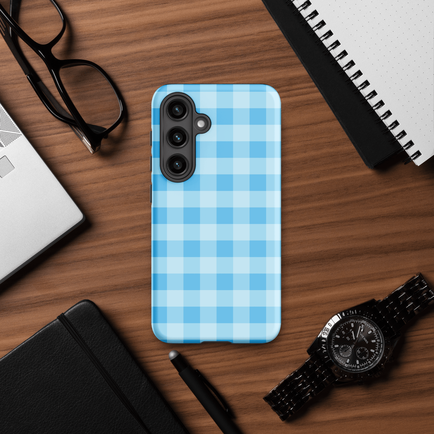 Fresh Gingham Blue – Ninja Case™ for Samsung Galaxy Ninja Level Designs