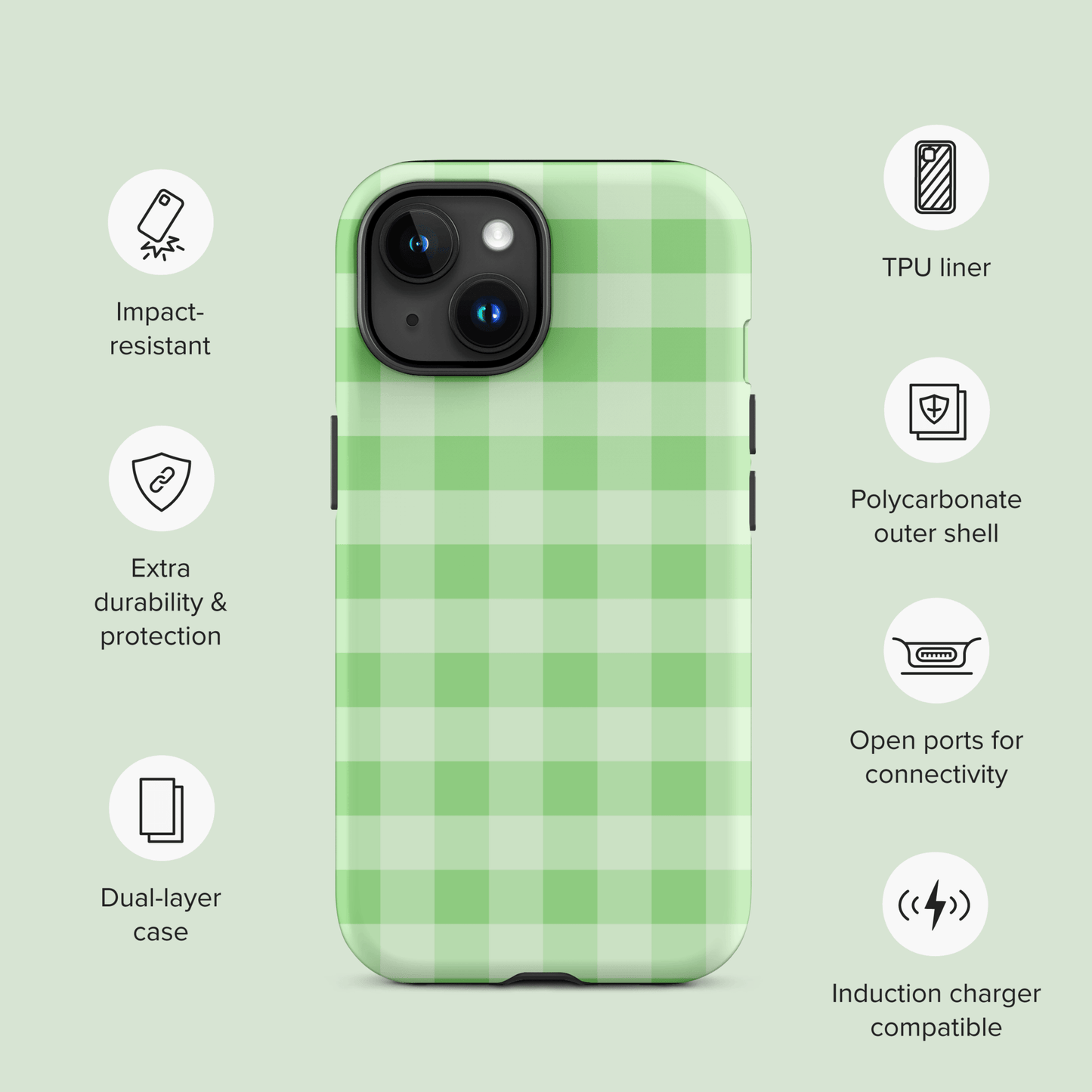 Fresh Gingham Green – Ninja Case™ for iPhone Ninja Level Designs