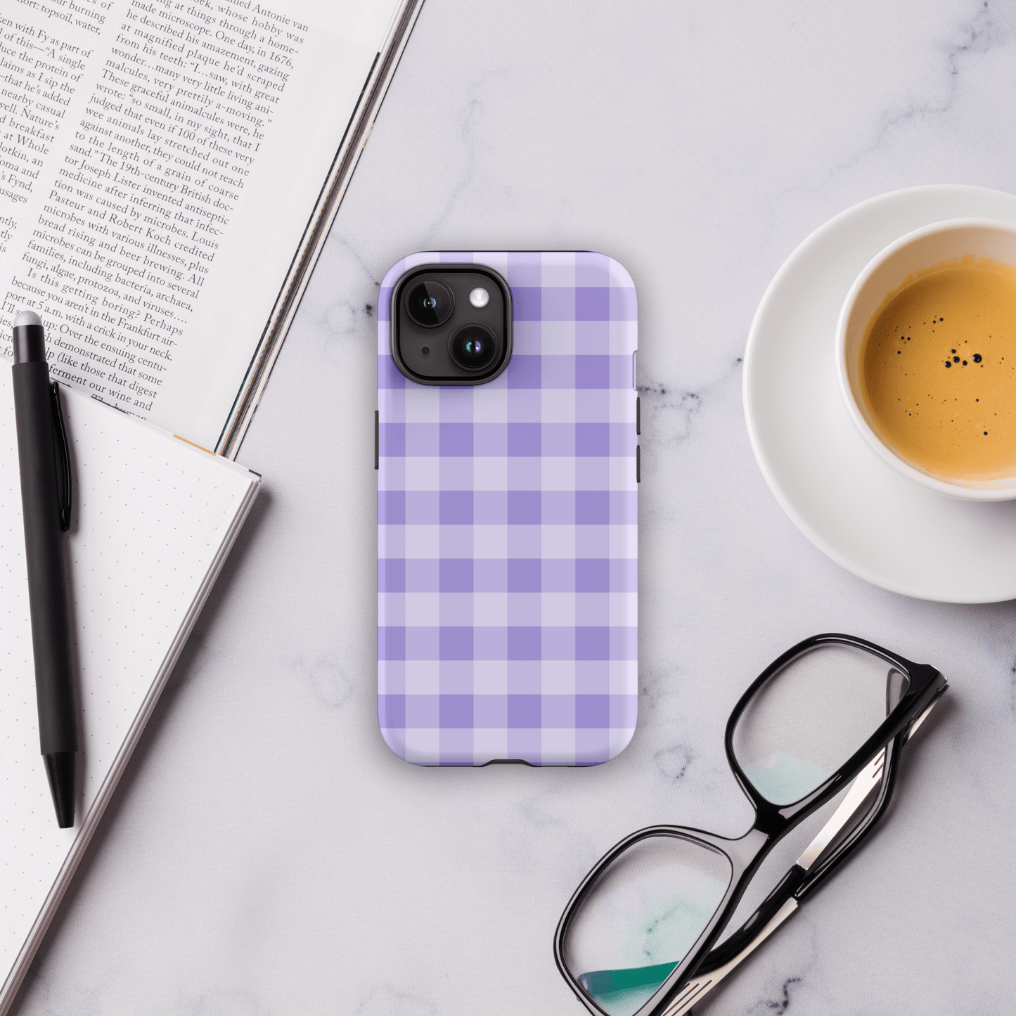 Fresh Gingham Lavender – Ninja Case™ for iPhone Ninja Level Designs