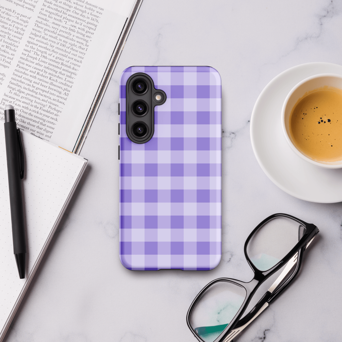 Fresh Gingham Lavender – Ninja Case™ for Samsung Galaxy Ninja Level Designs
