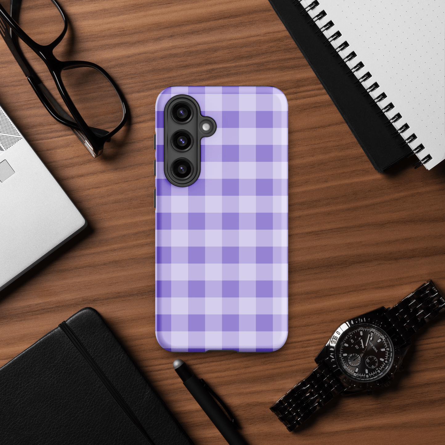 Fresh Gingham Lavender – Ninja Case™ for Samsung Galaxy Ninja Level Designs