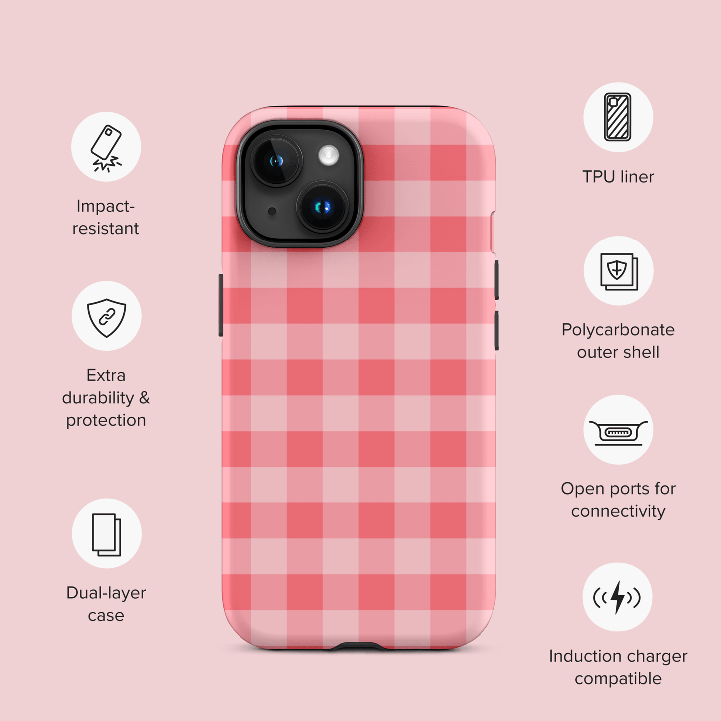 Fresh Gingham Red – Ninja Case™ for iPhone Ninja Level Designs