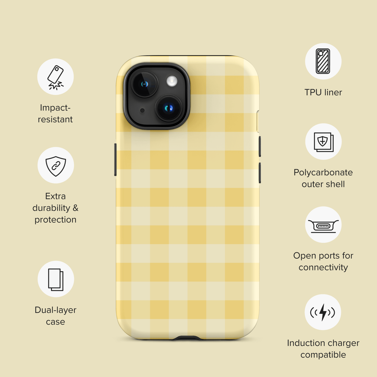 Fresh Gingham Yellow – Ninja Case™ for iPhone Ninja Level Designs