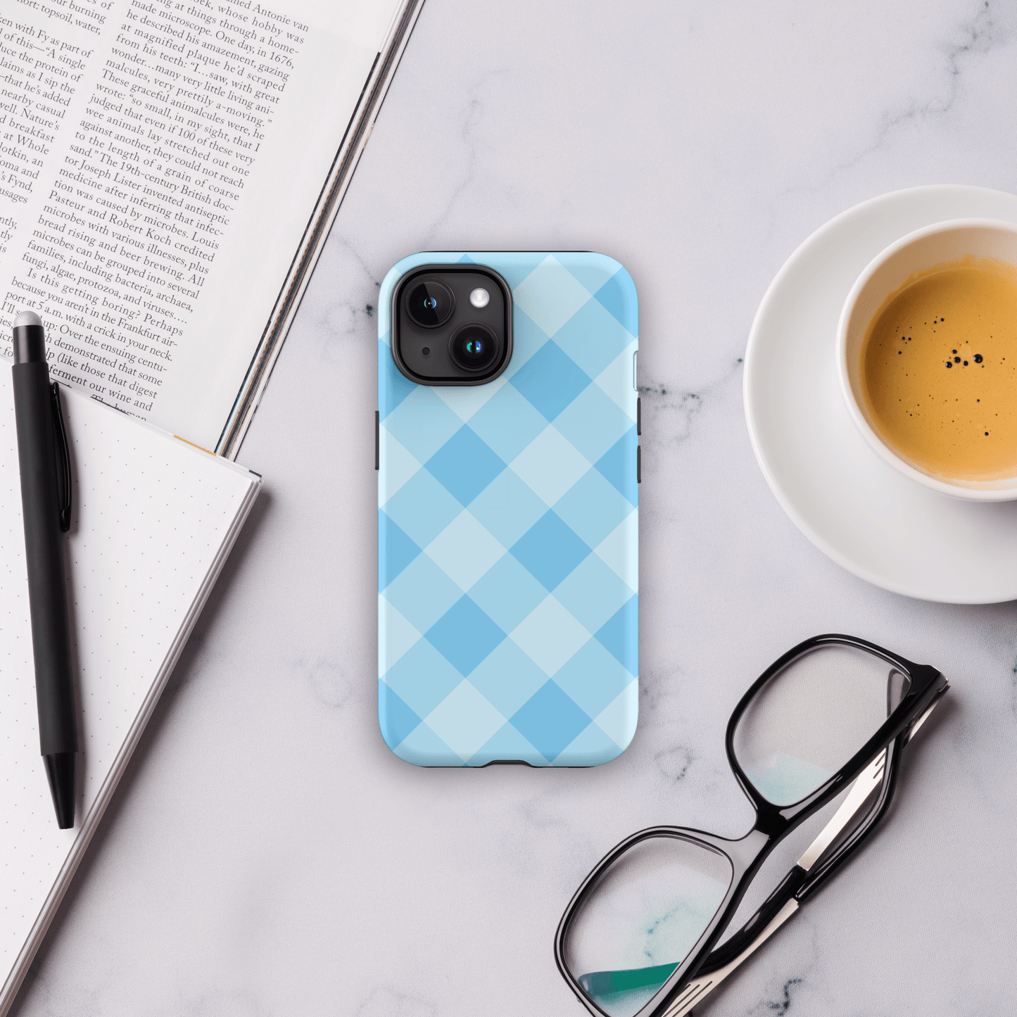 Gingham Twist Blue – Ninja Case™ for iPhone Ninja Level Designs