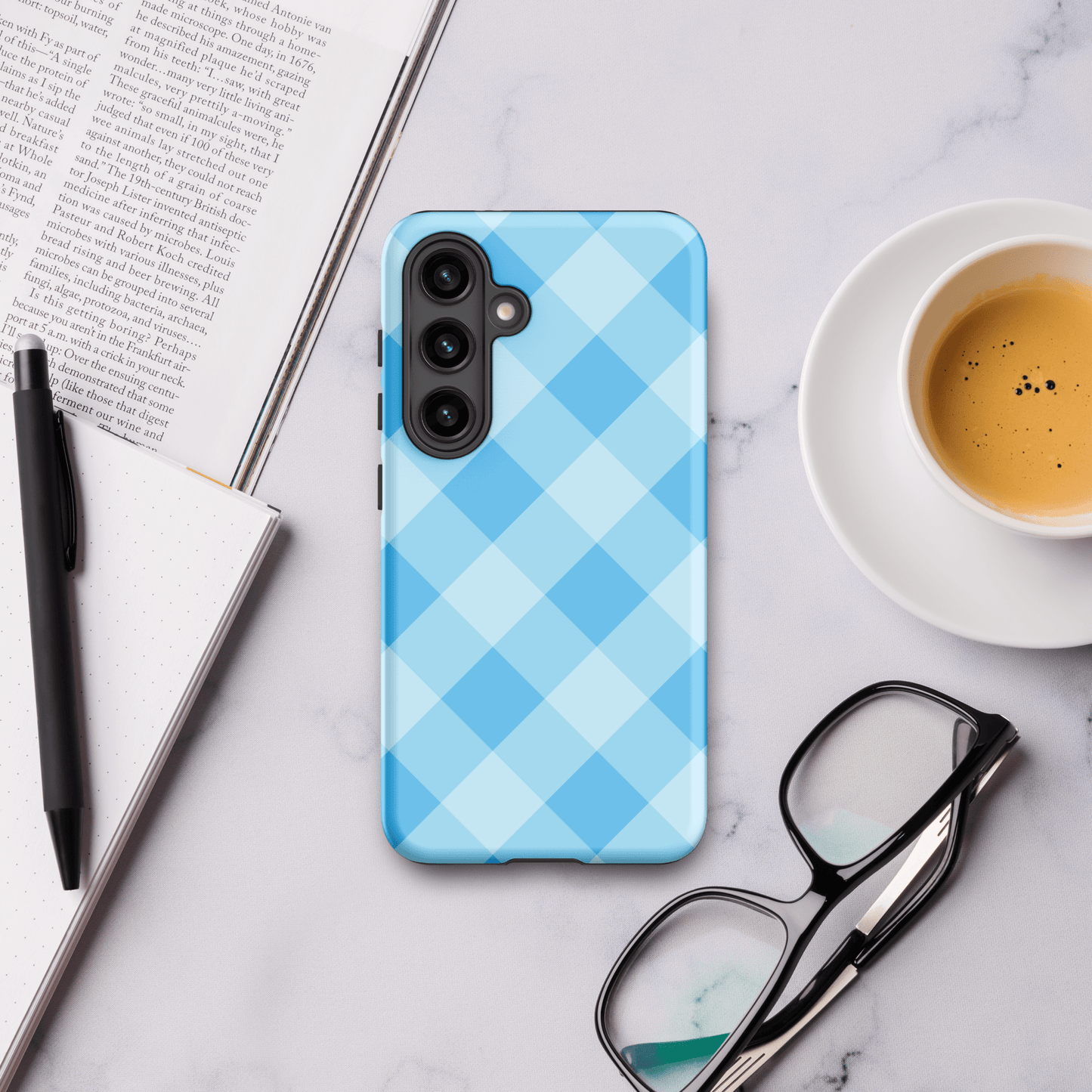 Gingham Twist Blue – Ninja Case™ for Samsung Galaxy Ninja Level Designs