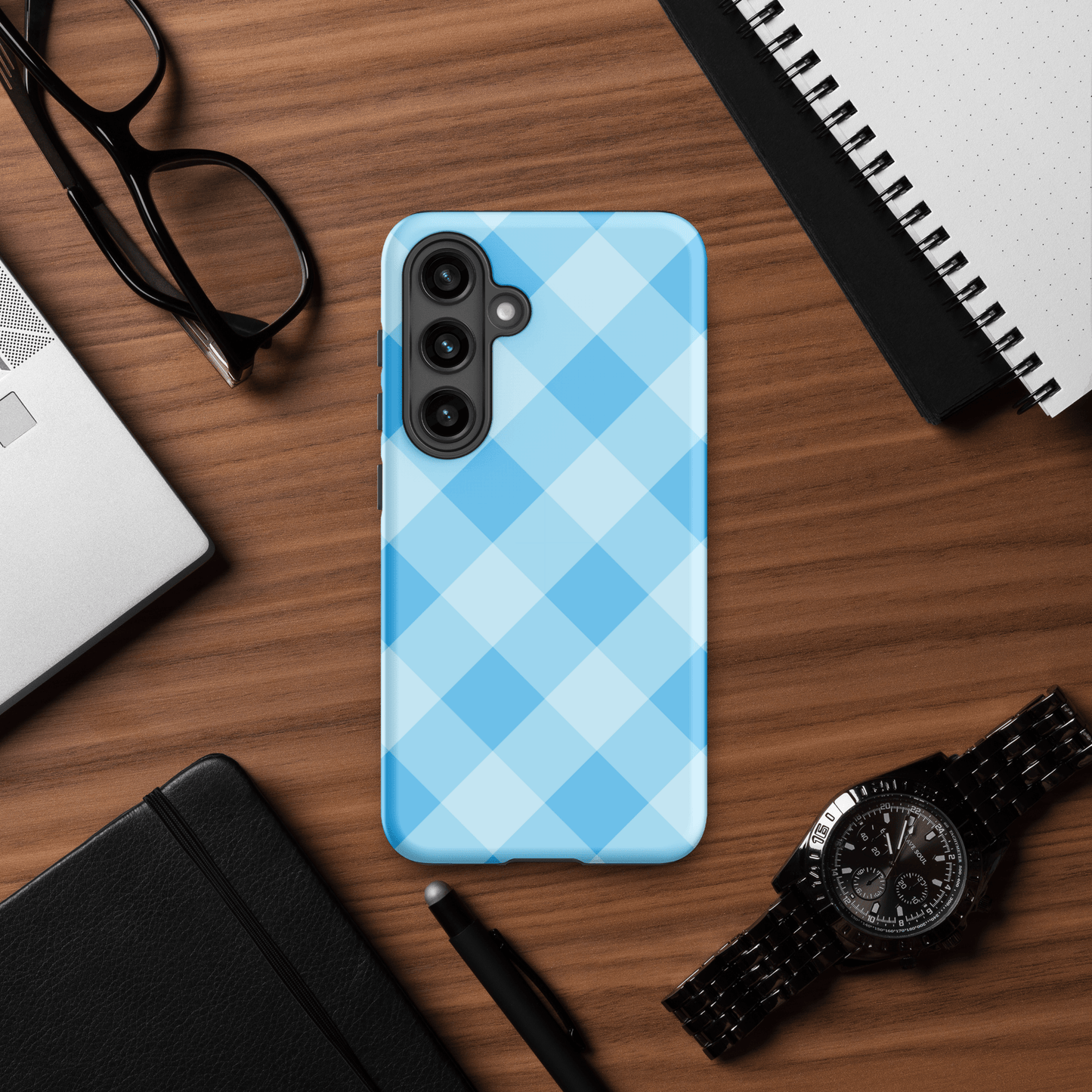 Gingham Twist Blue – Ninja Case™ for Samsung Galaxy Ninja Level Designs