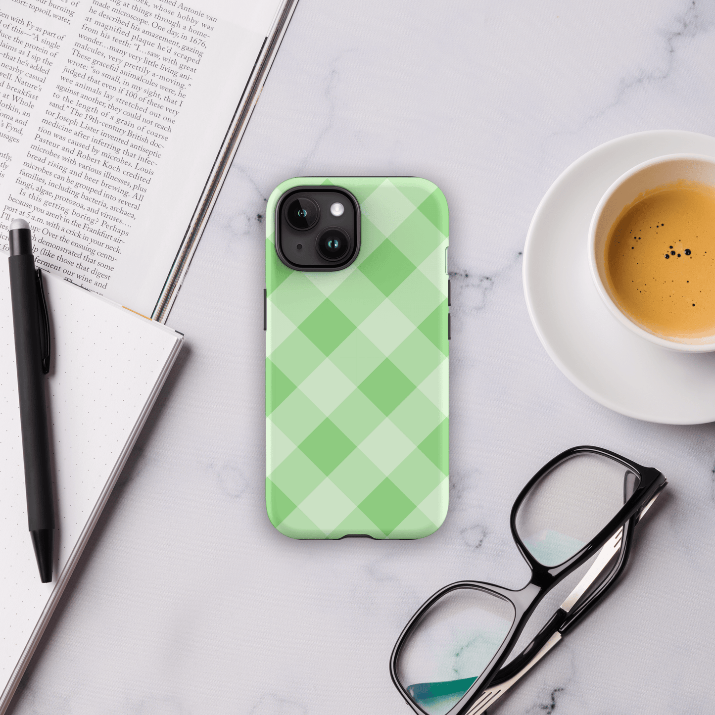 Gingham Twist Green – Ninja Case™ for iPhone Ninja Level Designs