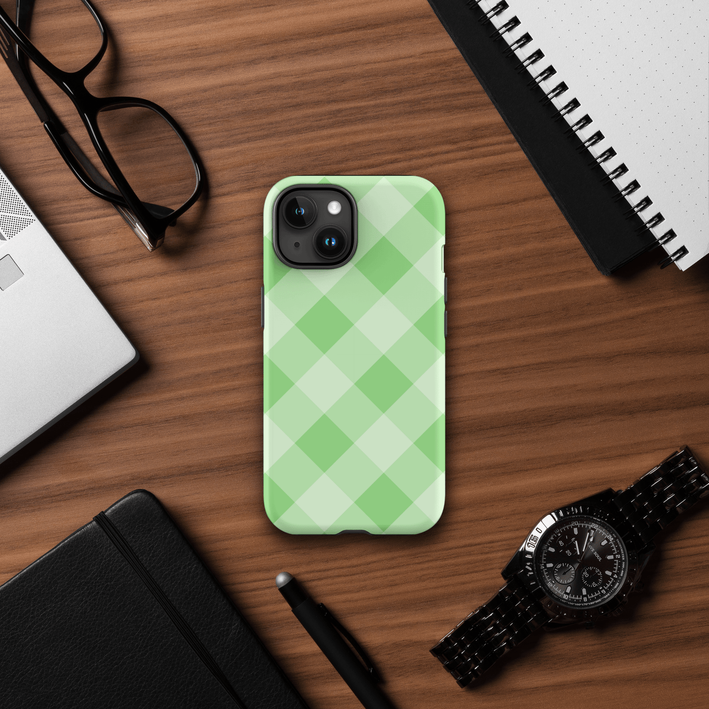Gingham Twist Green – Ninja Case™ for iPhone Ninja Level Designs