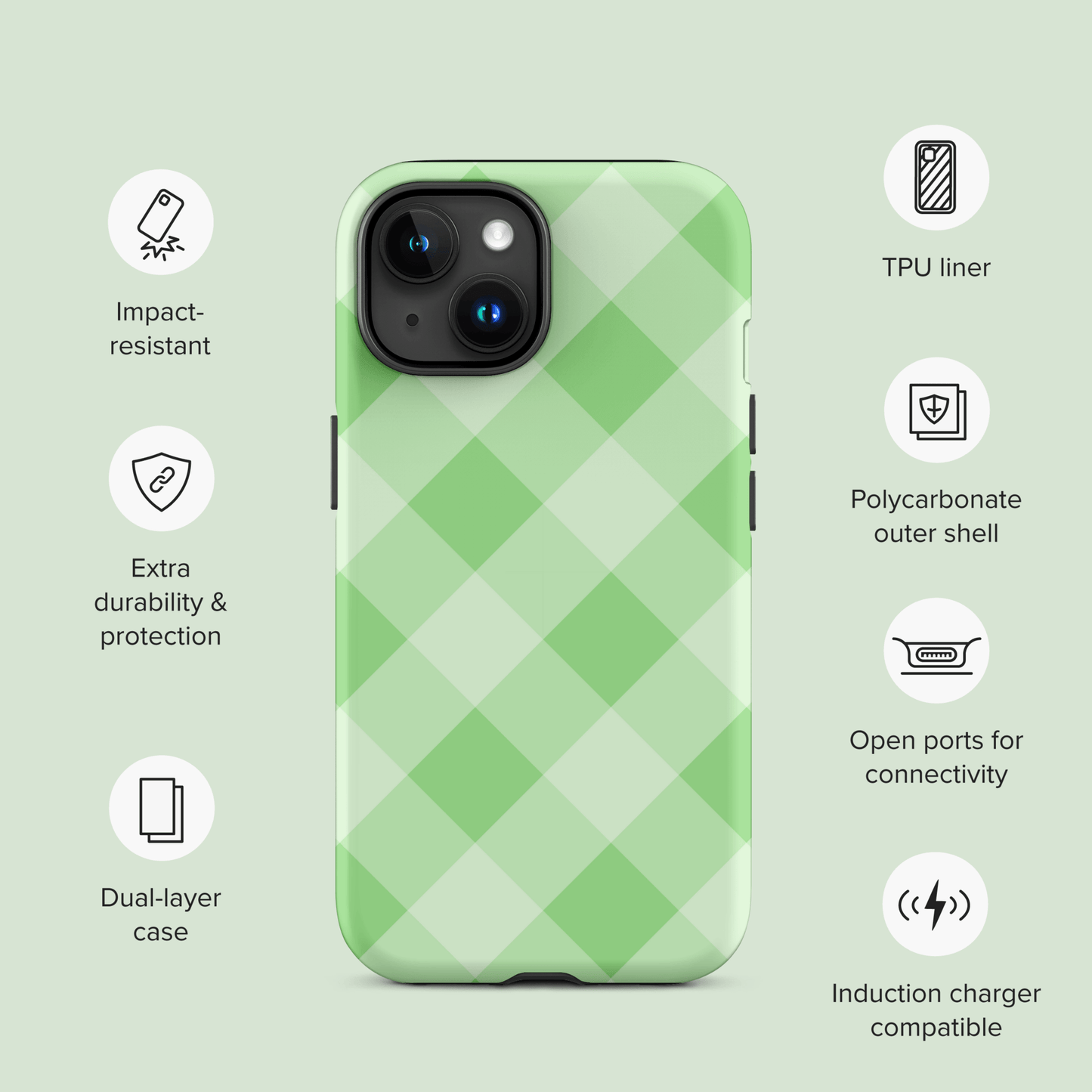 Gingham Twist Green – Ninja Case™ for iPhone Ninja Level Designs