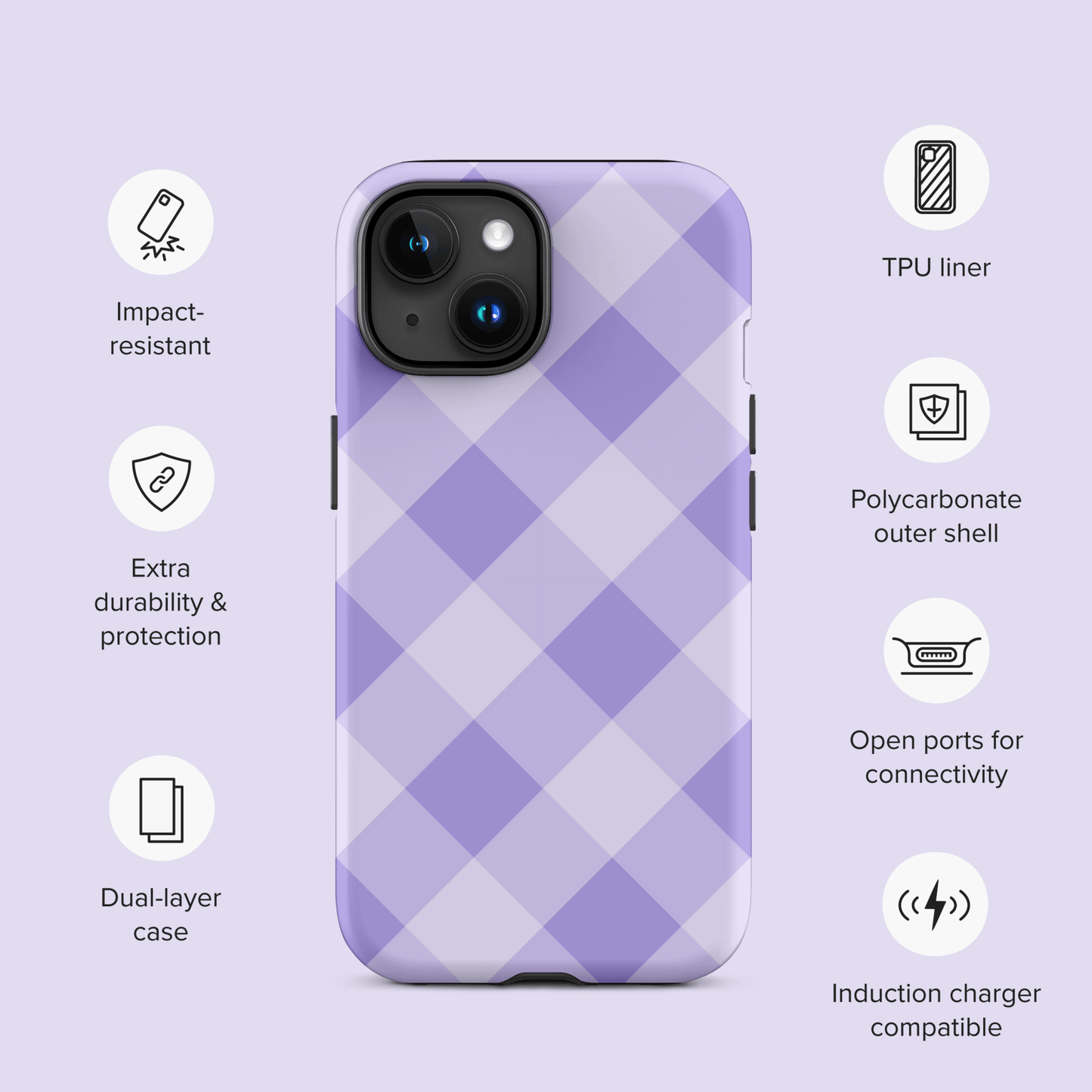 Gingham Twist Lavender – Ninja Case™ for iPhone Ninja Level Designs