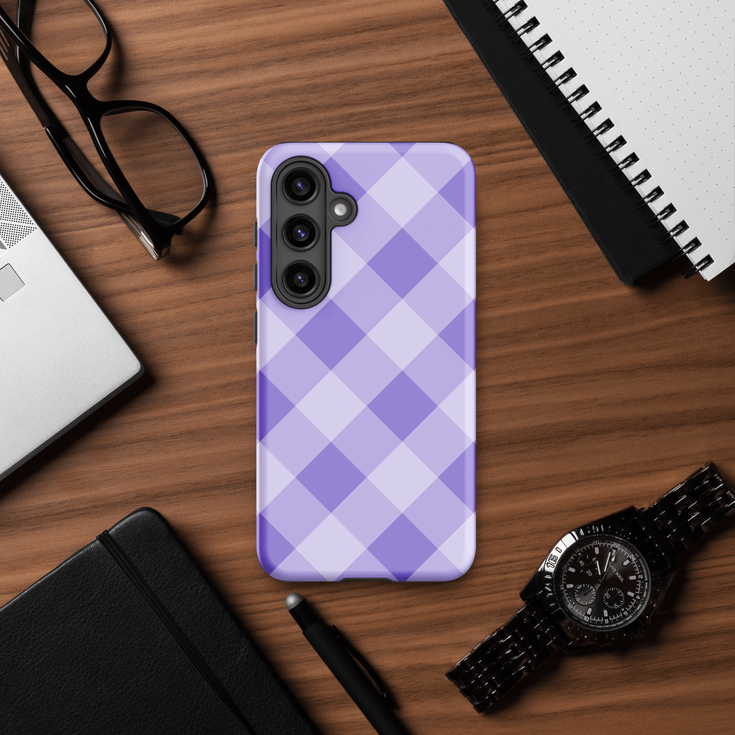 Gingham Twist Lavender – Ninja Case™ for Samsung Galaxy Ninja Level Designs
