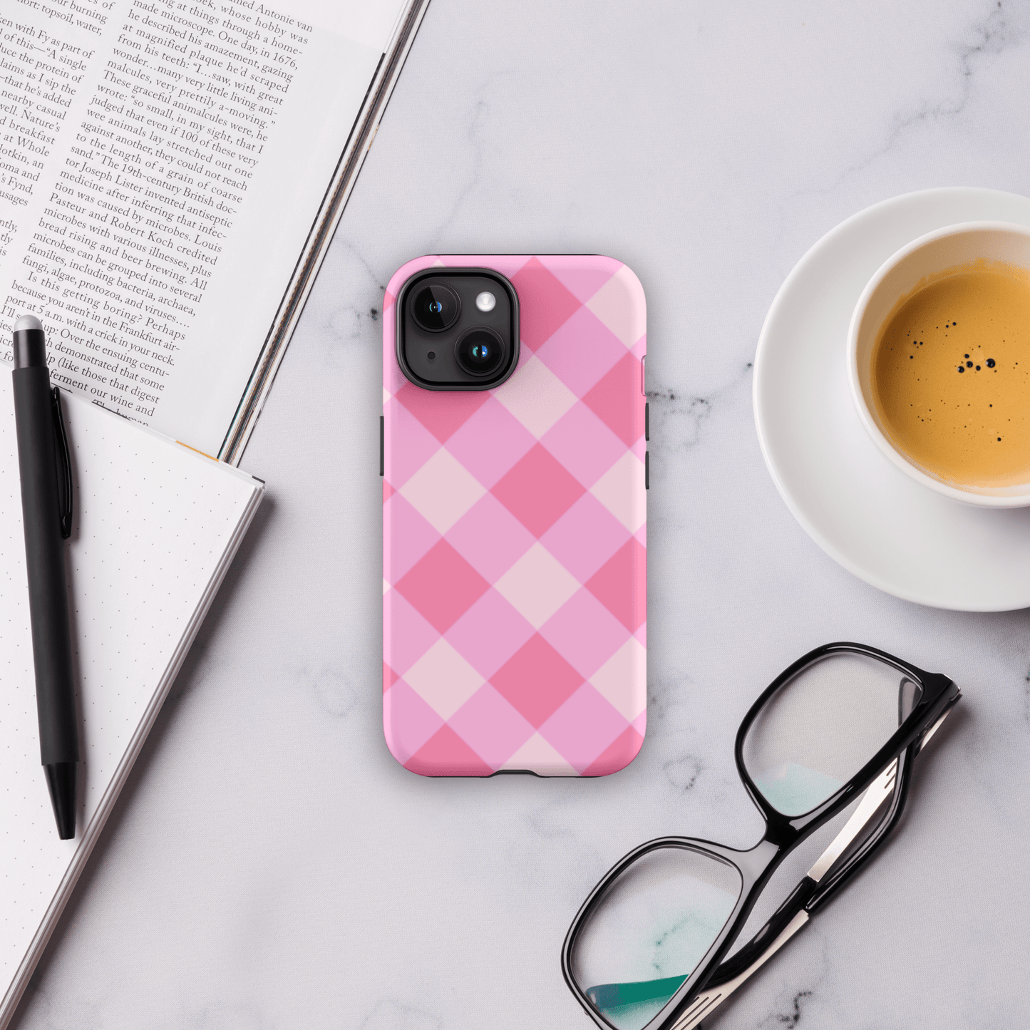Gingham Twist Pink – Ninja Case™ for iPhone Ninja Level Designs