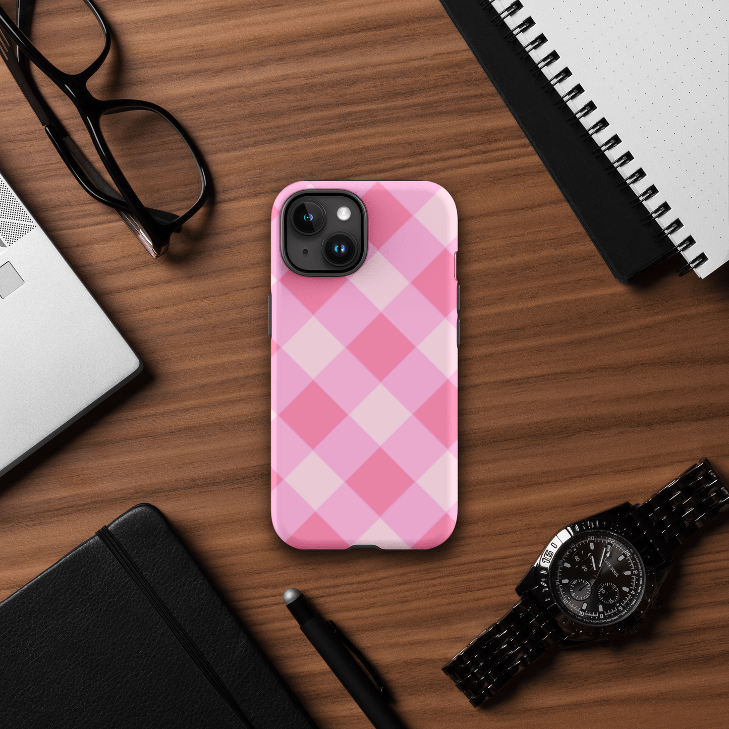 Gingham Twist Pink – Ninja Case™ for iPhone Ninja Level Designs