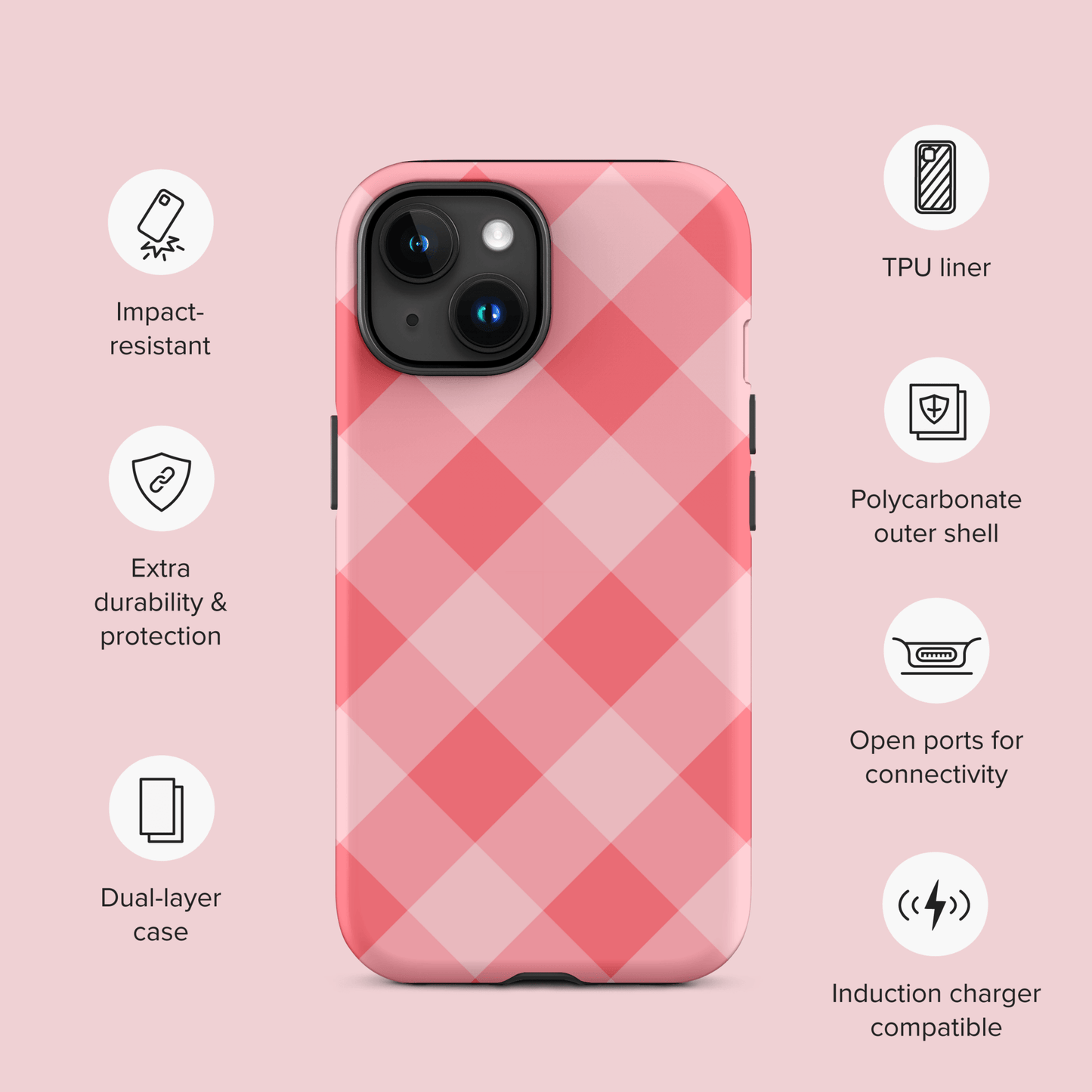 Gingham Twist Red – Ninja Case™ for iPhone Ninja Level Designs
