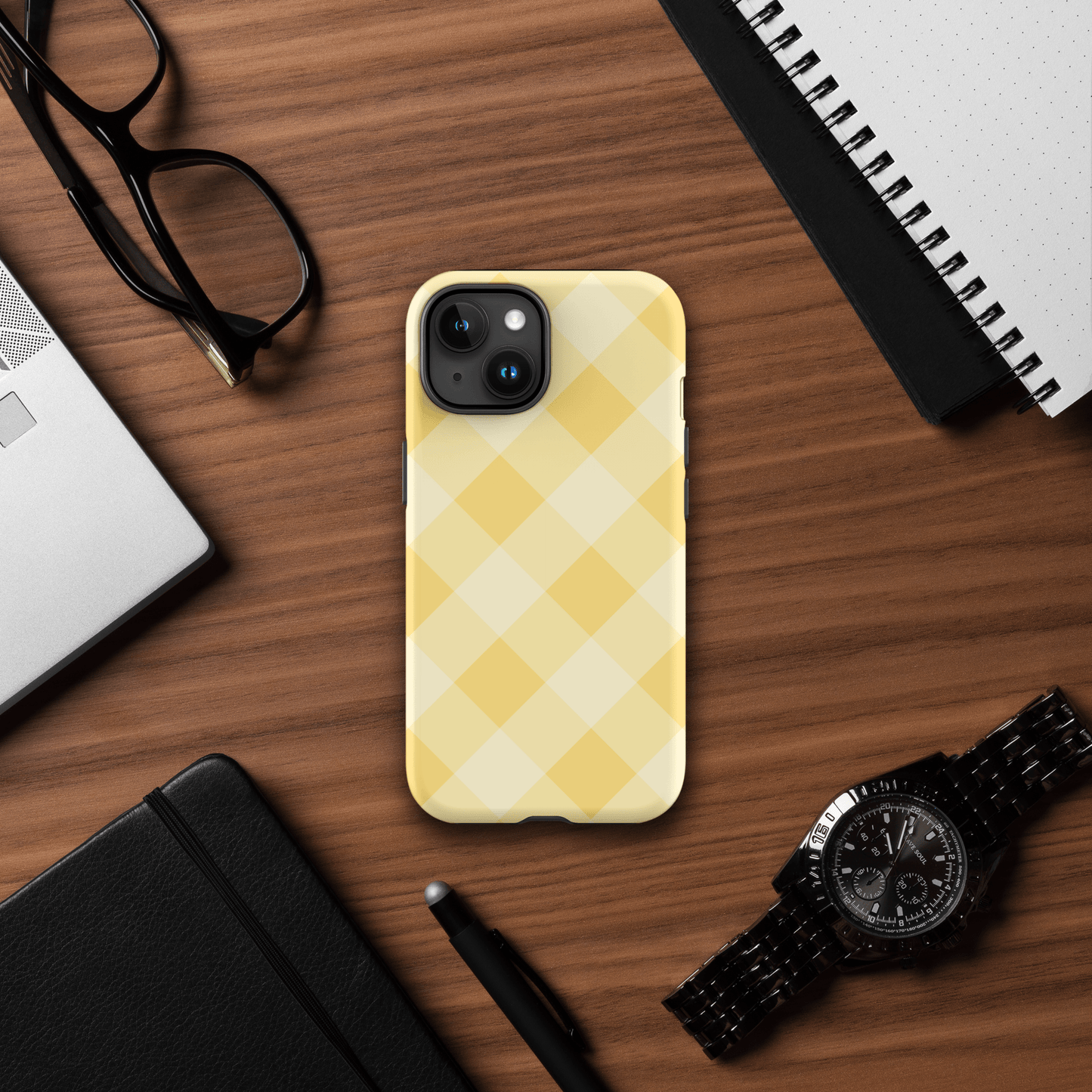 Gingham Twist Yellow – Ninja Case™ for iPhone Ninja Level Designs