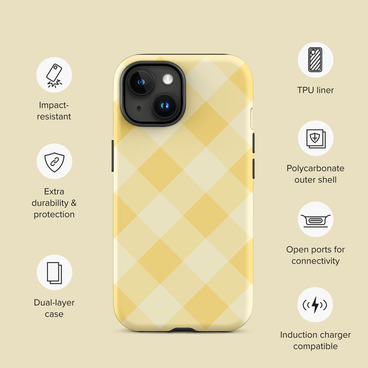 Gingham Twist Yellow – Ninja Case™ for iPhone Ninja Level Designs