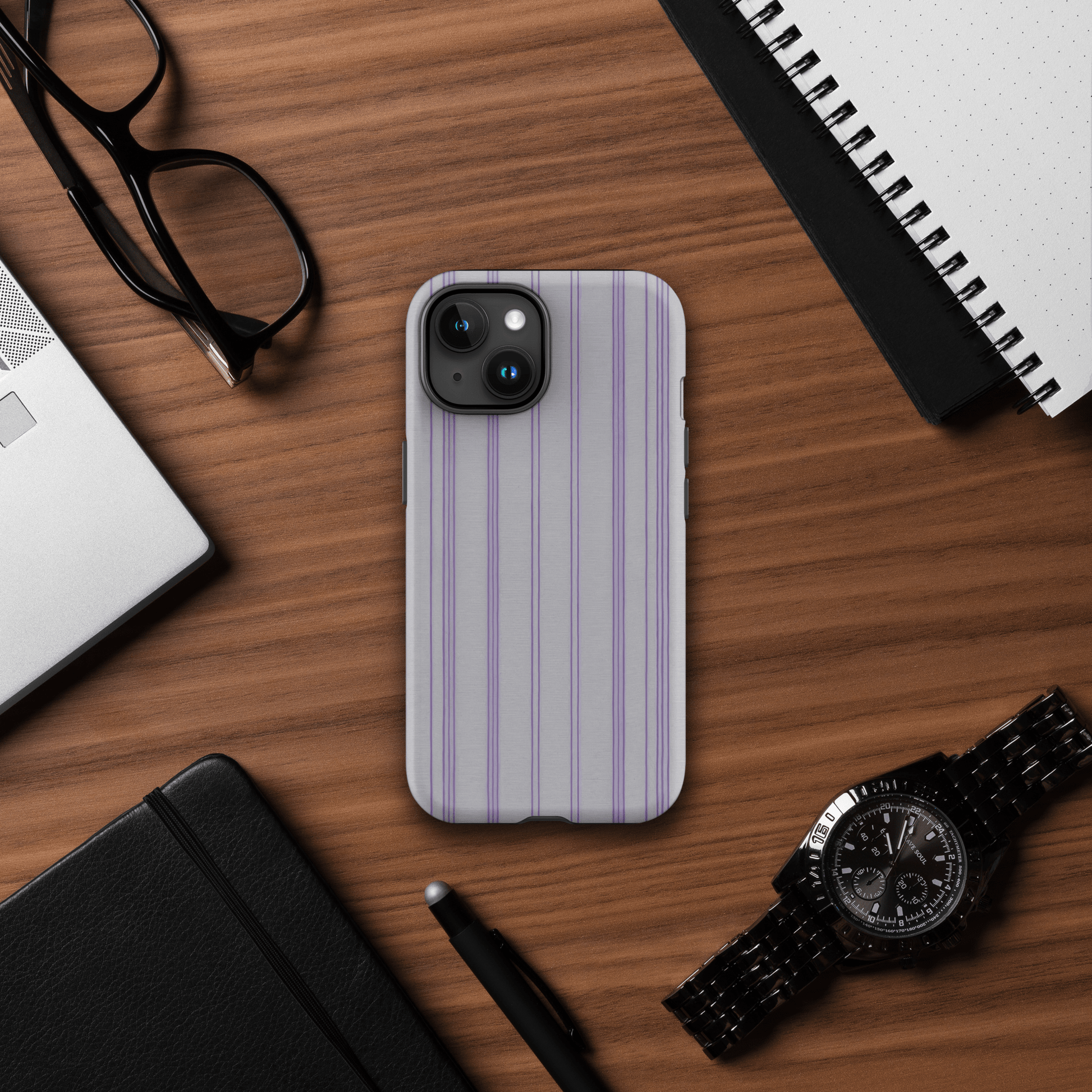 Gray & Purple Pinstripe for iPhone Ninja Level Designs