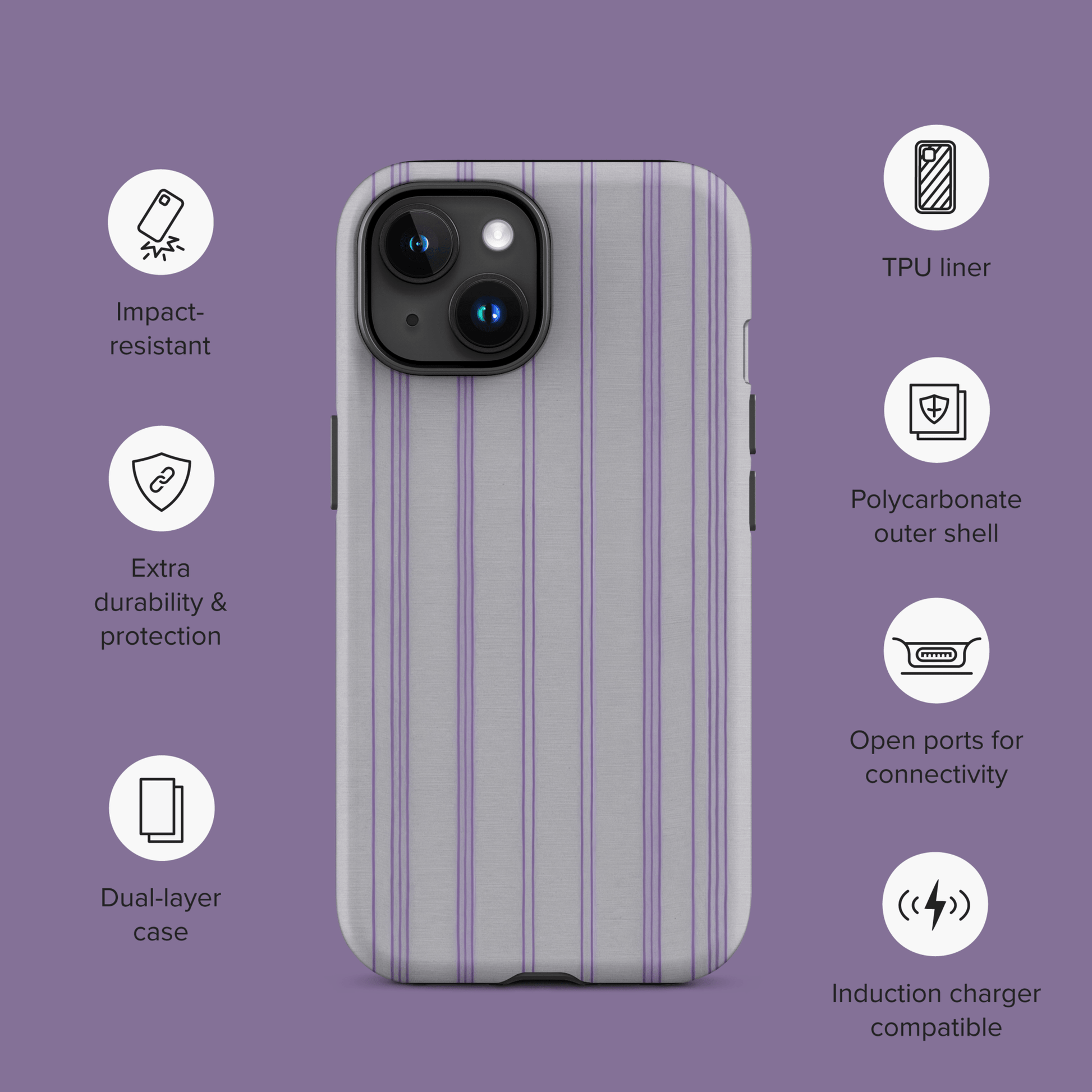Gray & Purple Pinstripe for iPhone Ninja Level Designs