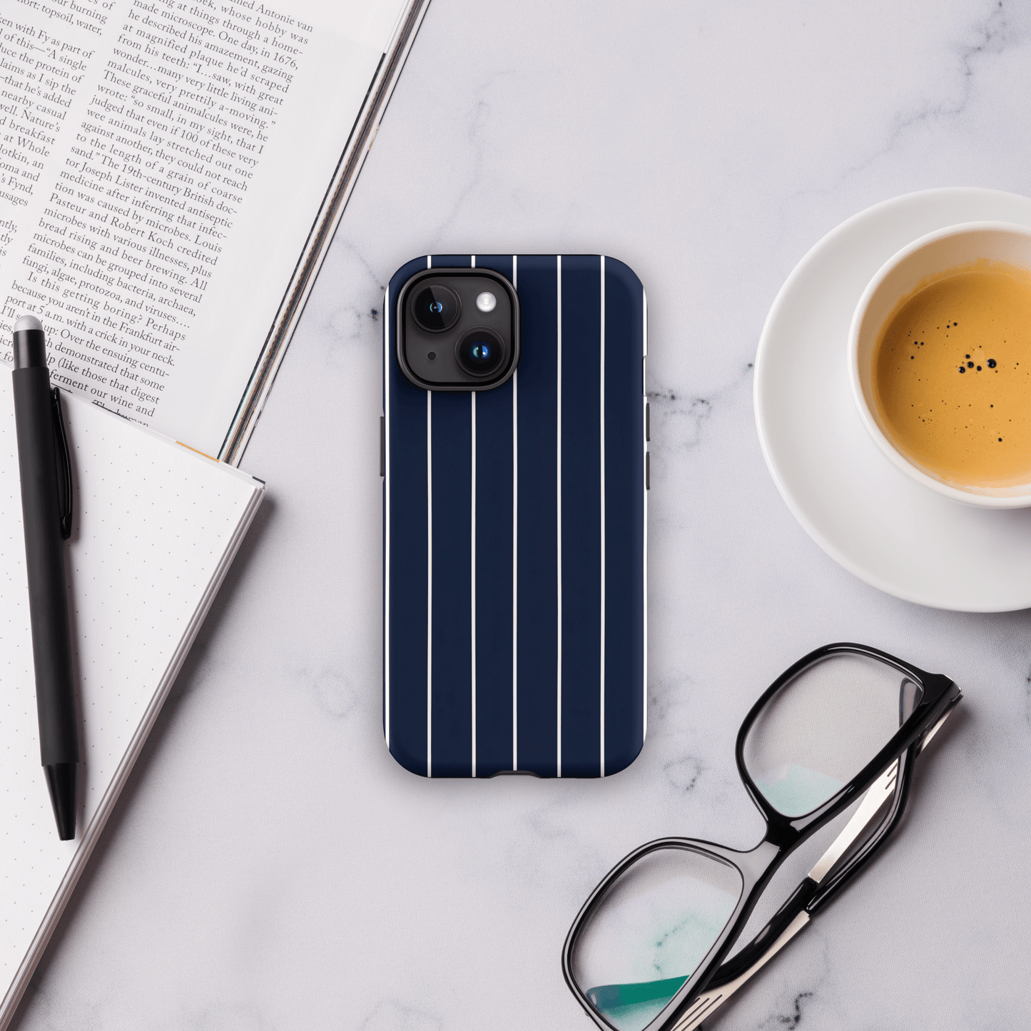 Navy & White Pinstripe for iPhone Ninja Level Designs