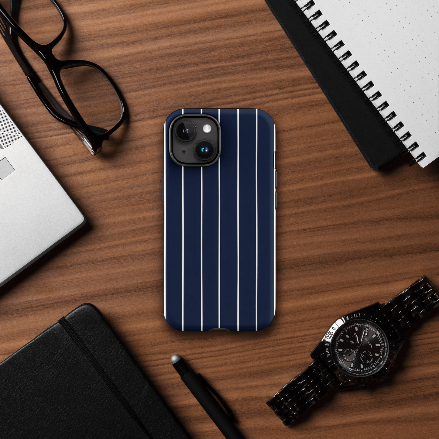 Navy & White Pinstripe for iPhone Ninja Level Designs