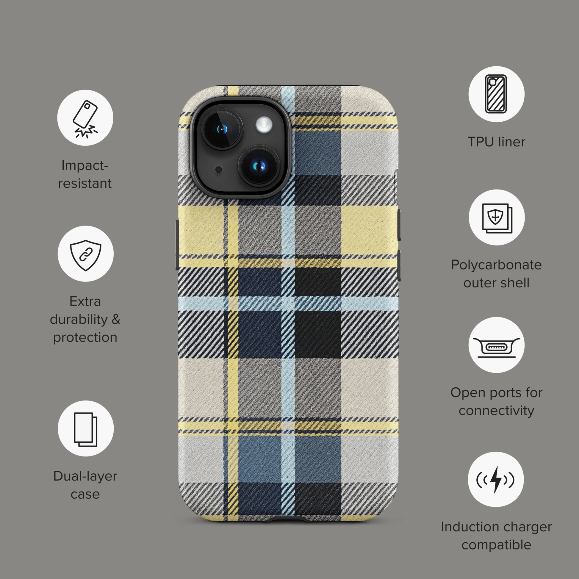 Plaid Blue & Yellow for iPhone Ninja Level Designs