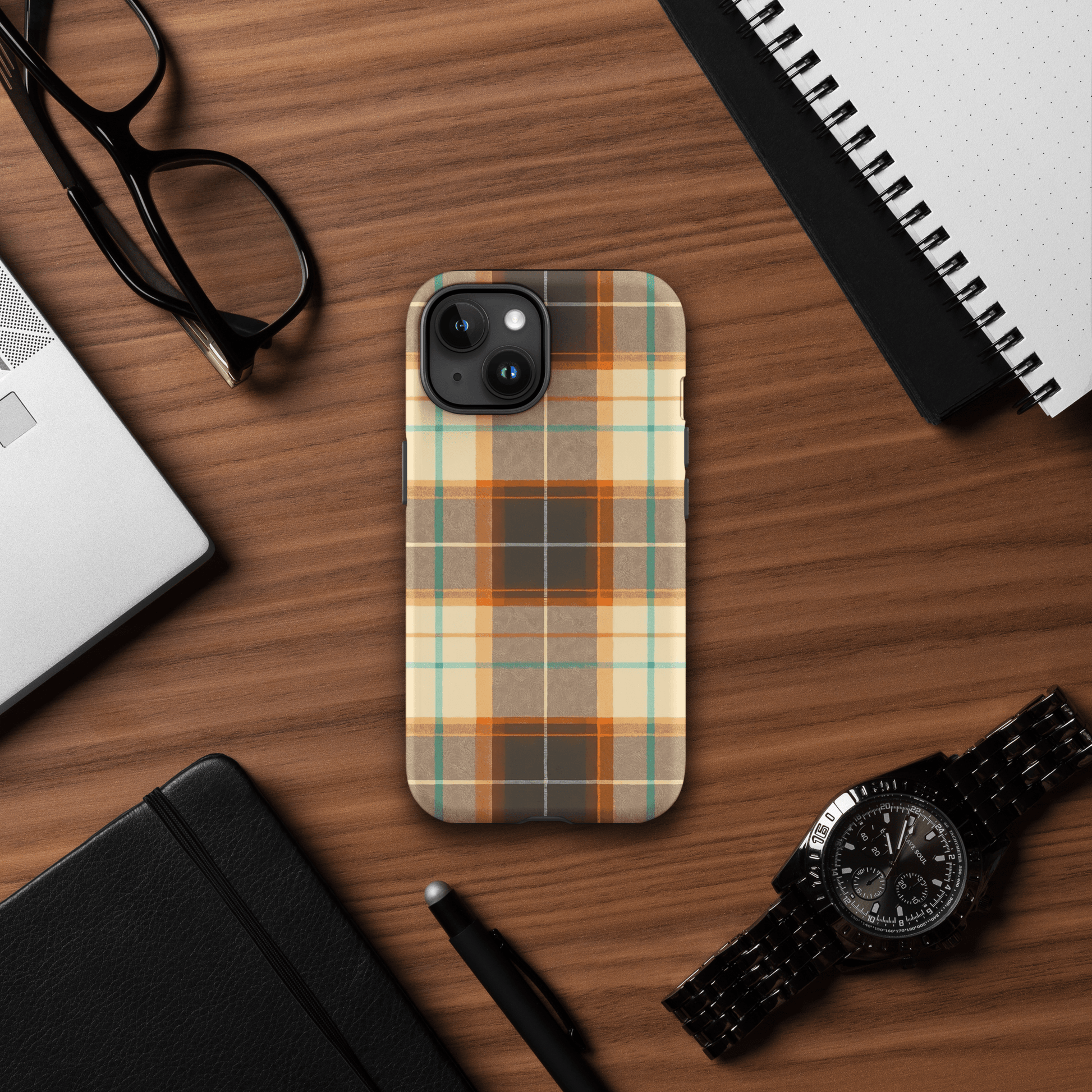 Plaid Brown & Orange for iPhone Ninja Level Designs