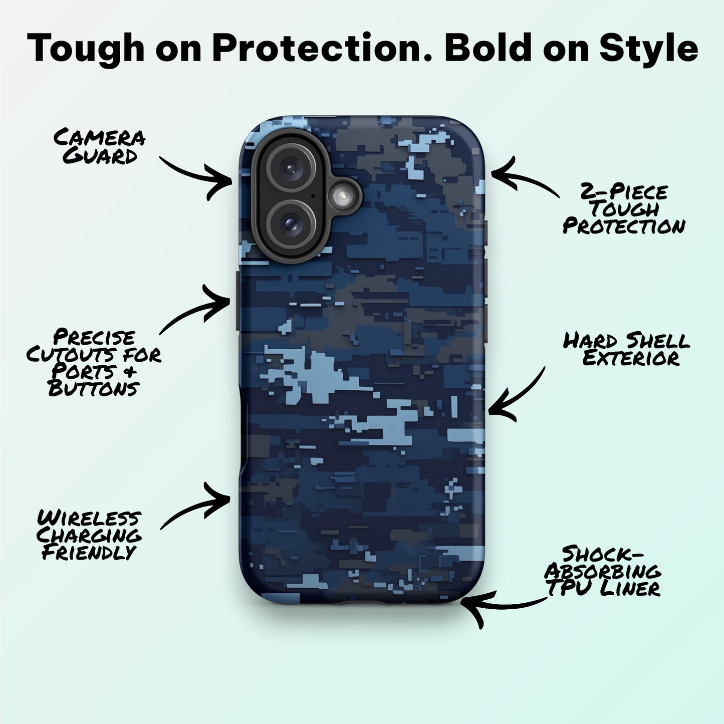 Blue Digital Camo – Ninja Case™ for iPhone