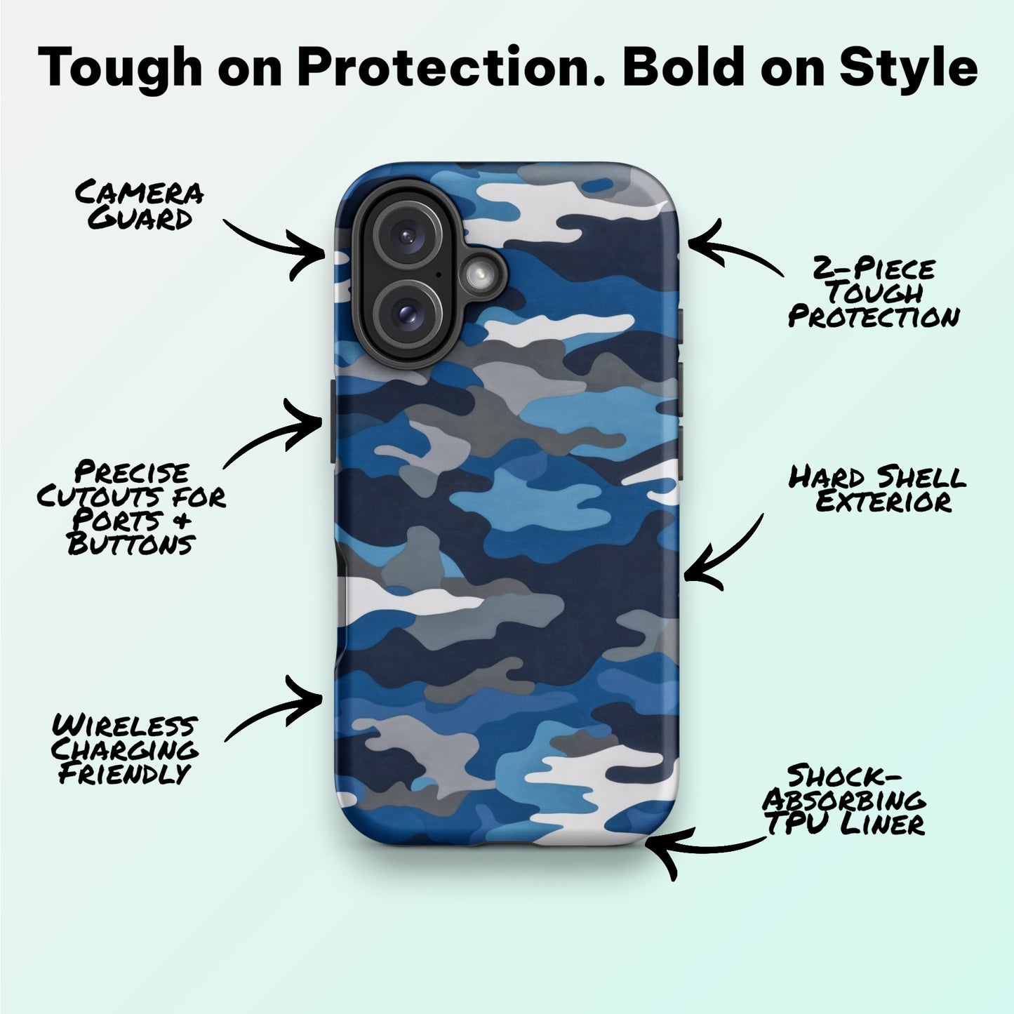 Blue Urban Camo – Ninja Case™ for iPhone