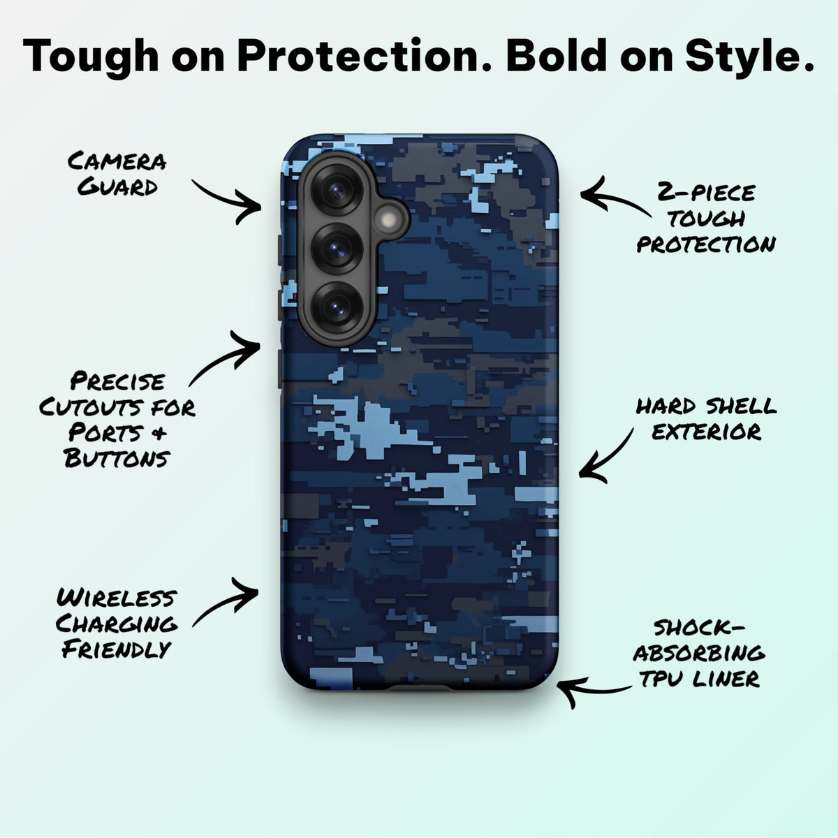 Blue Digital Camo - Ninja Case for Samsung Galaxy