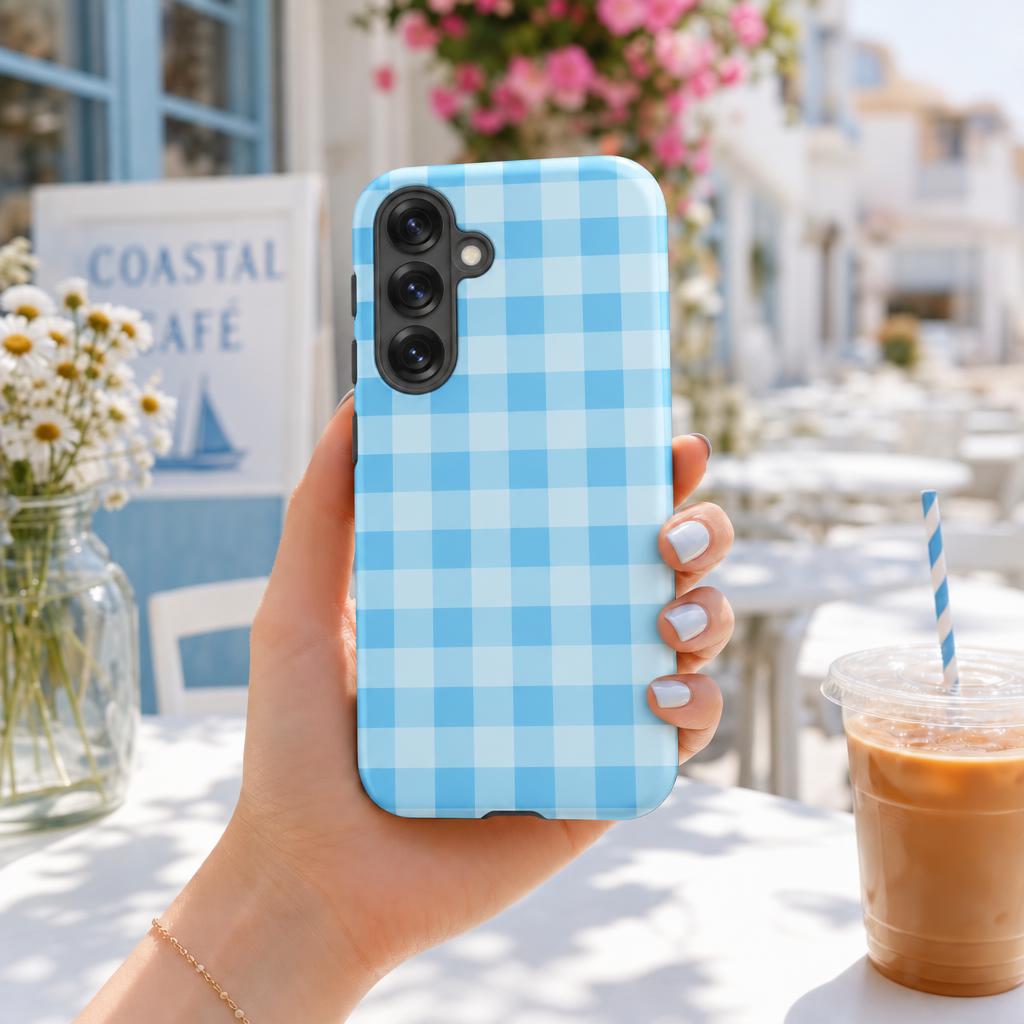 Fresh Gingham Blue - Ninja Case for Samsung Galaxy