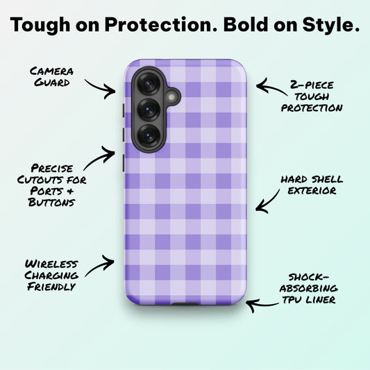 Fresh Gingham Lavender - Ninja Case for Samsung Galaxy