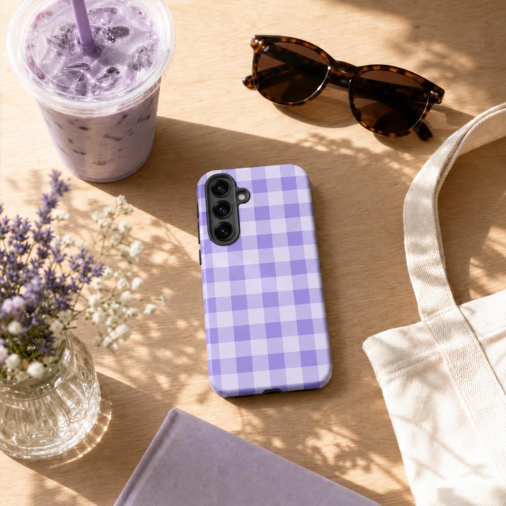 Fresh Gingham Lavender - Ninja Case for Samsung Galaxy