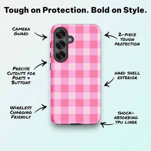 Fresh Gingham Pink - Ninja Case for Samsung Galaxy