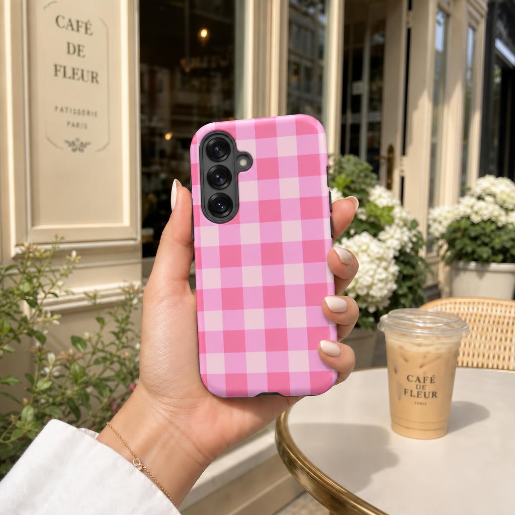 Fresh Gingham Pink - Ninja Case for Samsung Galaxy