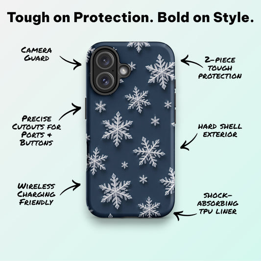 Snowflakes Navy - Ninja Case for iPhone