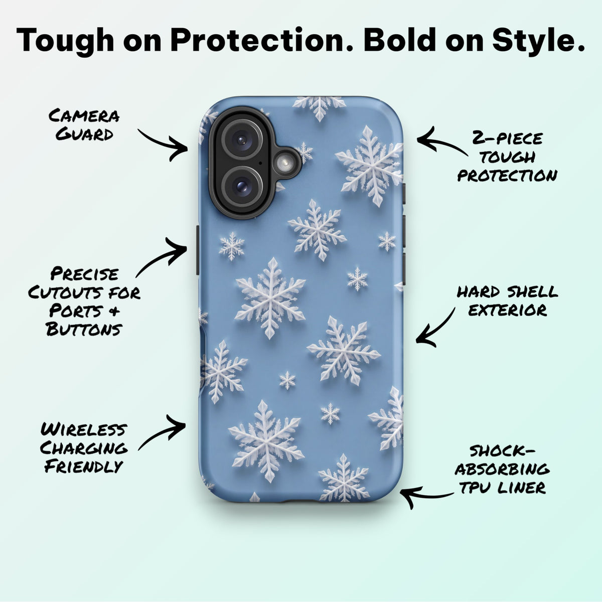 Snowflakes Blue - Ninja Case for iPhone