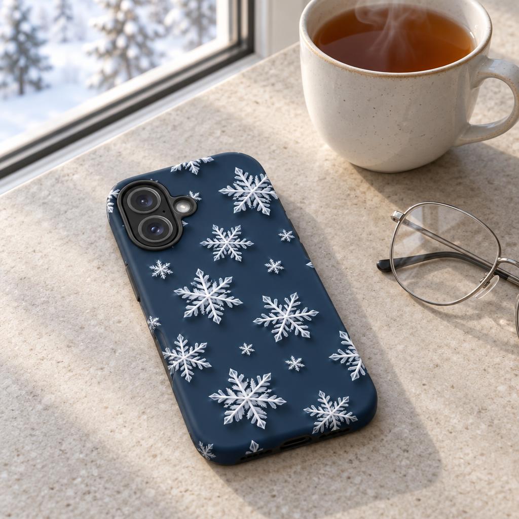 Snowflakes Navy - Ninja Case for iPhone