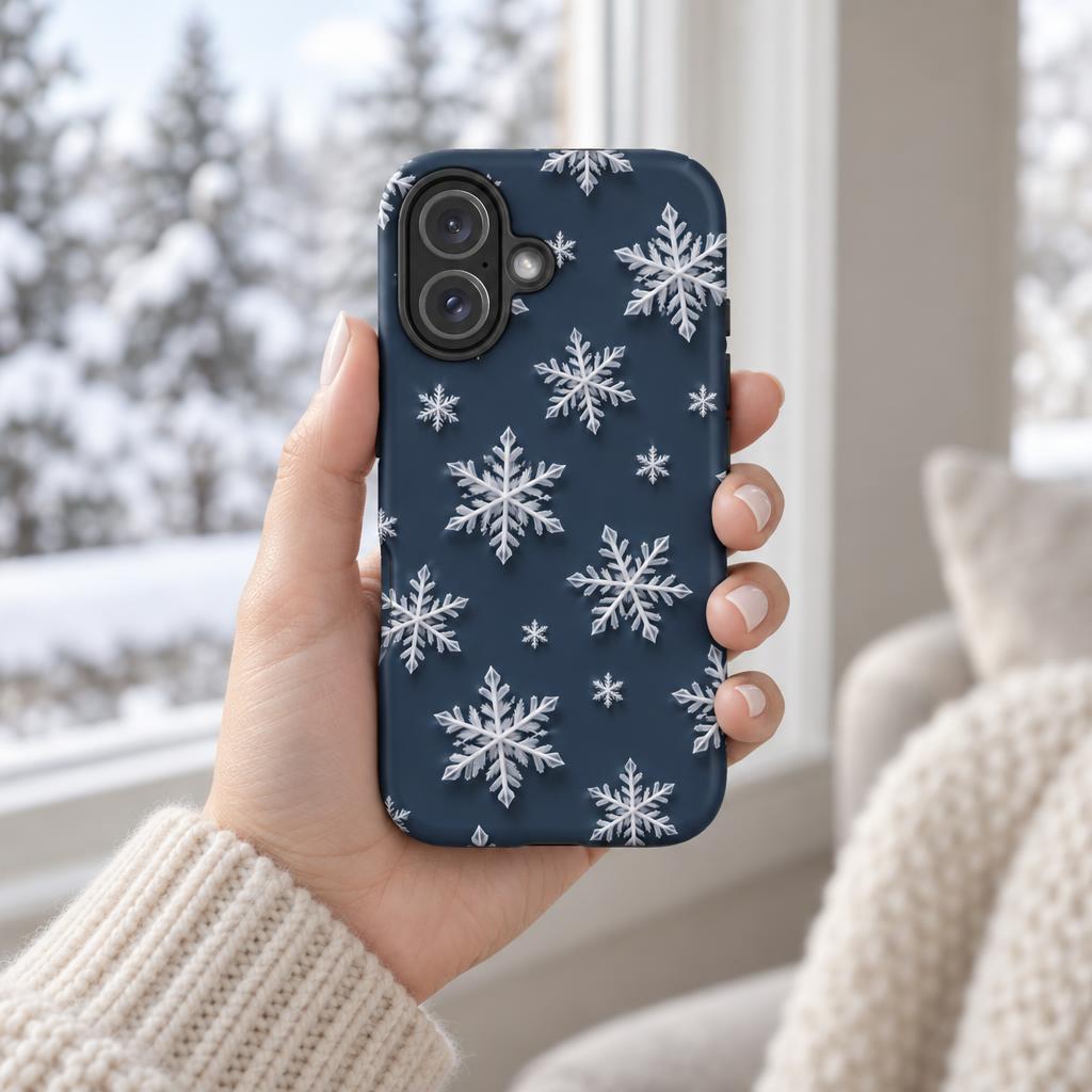 Snowflakes Navy - Ninja Case for iPhone