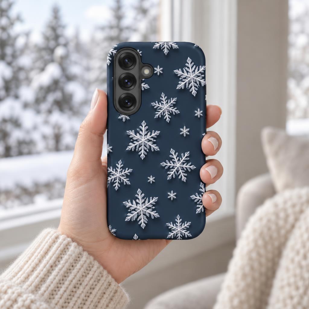 Snowflakes Navy - Ninja Case for Samsung Galaxy