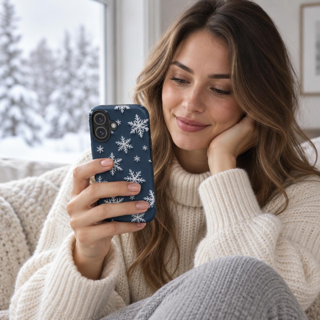 Snowflakes Navy - Ninja Case for iPhone